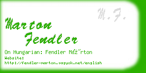 marton fendler business card